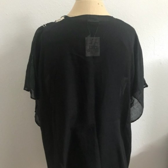 Boho Swim Coverup NWT Black Embroidered One SIze - Picture 3 of 6